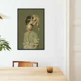 Clear Sighted - Modern Victorian Fashion Art Print / Canvas Framed Artwork Figure Muted Olive Tones Elaborate Cream-colored Modern