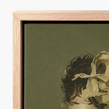 Clear Sighted - Modern Victorian Fashion Art Print / Canvas Framed Painting Textured Olive Green Background Dark, Hushed Opulence, Portrait