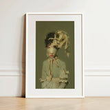 Clear Sighted - Modern Victorian Fashion Art Print / Canvas Framed Art Print Figure Muted Green Attire Ribbons Modern Victorian Fashion,