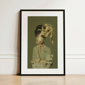 Clear Sighted - Modern Victorian Fashion Art Print / Canvas Framed Art Print Surreal Portrait Figure Muted Olive-green Modern Victorian