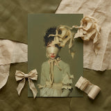 Clear Sighted - Modern Victorian Fashion Art Print / Canvas Muted Olive-toned Rectangular Art Print Figure Dark Curly Modern Victorian