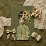 Clear Sighted - Modern Victorian Fashion Art Print / Canvas Muted Olive-toned Rectangular Figure Dark Curly, Hushed Opulence, Portrait