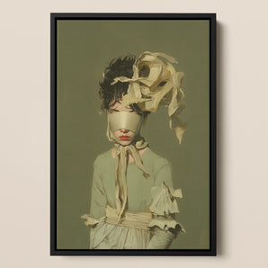 Clear Sighted Modern Victorian Fashion Framed Canvas, Framed Portrait Woman Mask