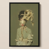 Clear Sighted Modern Victorian Fashion Framed Canvas, Framed Portrait Woman Mask
