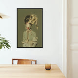 Clear Sighted Modern Victorian Fashion Framed Canvas, Framed Portrait Blindfolded Woman