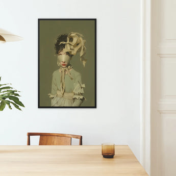 Clear Sighted Modern Victorian Fashion Framed Canvas, Framed Portrait Blindfolded Woman