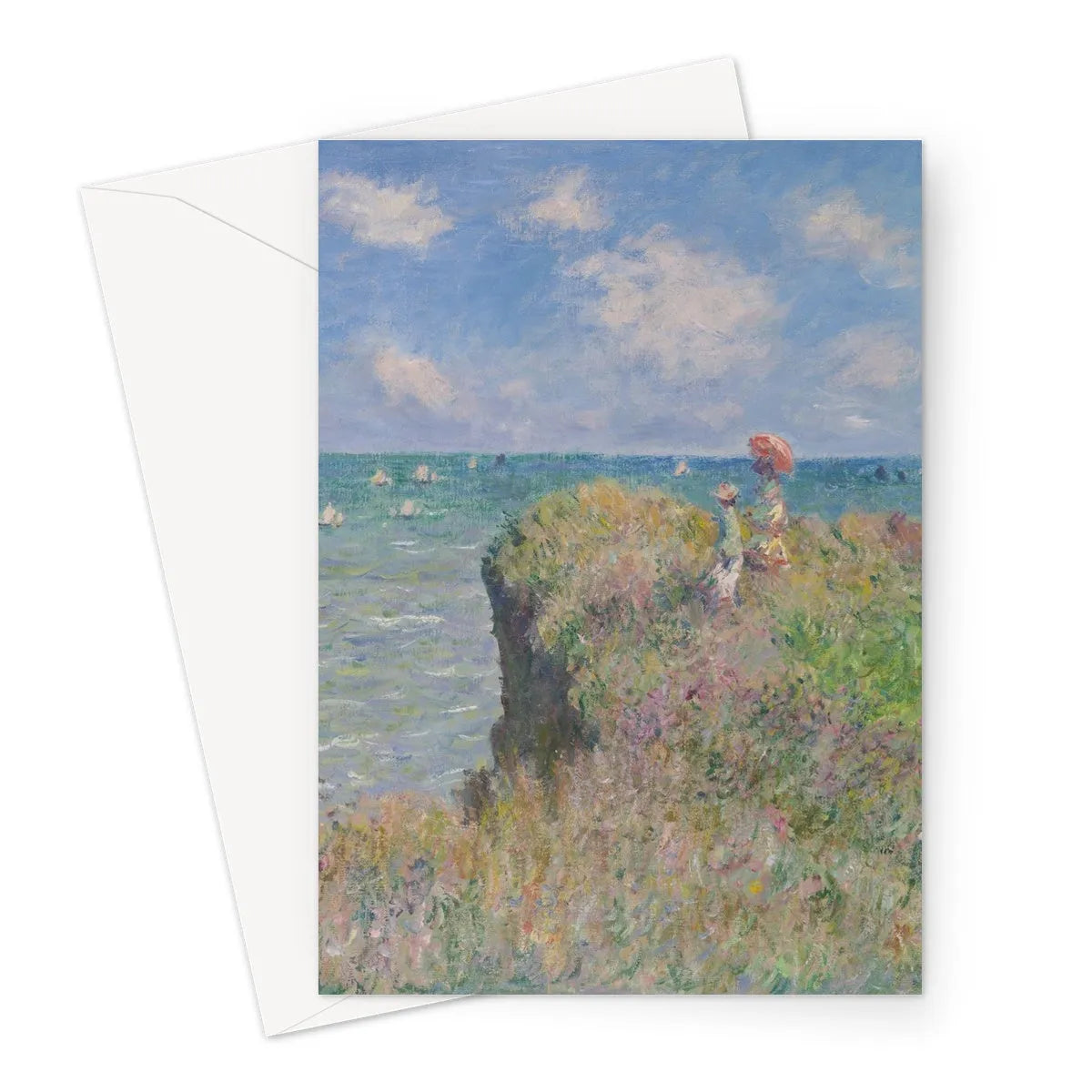 Cliff Walk At Pourville By Claude Monet Greeting Card - A5 Portrait / 1 Card - Notebooks & Notepads - Aesthetic Art