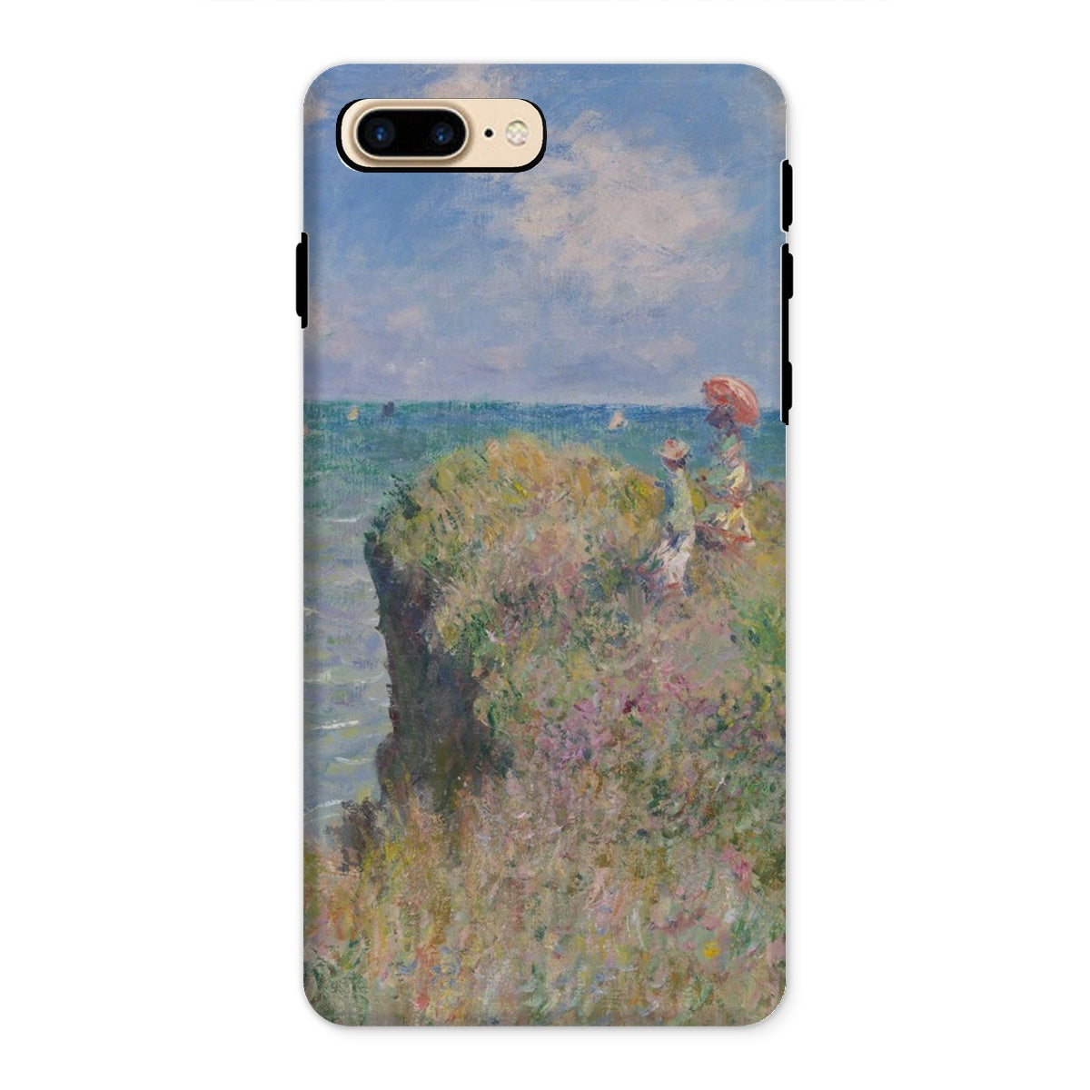 Cliff Walk at Pourville Claude Monet Iphone Case, 8 Plus / Matte, Phone Case Impressionist Style Painting Coastal Cliff Figures Parasol