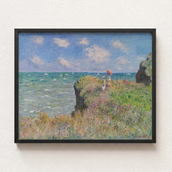 Framed Reproduction Claude Monet’s Impressionistic Painting Coastal Scene Cliff Walk, Monet Art, Normandy’s Coastline
