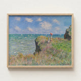 Framed Reproduction Claude Monet’s Impressionistic Painting Coastal Cliffside Cliff Walk, Monet Art, Normandy’s Coastline