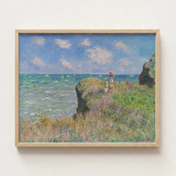 Framed Reproduction Claude Monet’s Impressionistic Painting Coastal Cliffside Cliff Walk, Monet Art, Normandy’s Coastline