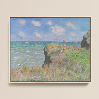 Framed Reproduction Claude Monet’s Impressionistic Coastal Scene Vibrant Cliff Walk, Monet Art, Normandy’s Coastline
