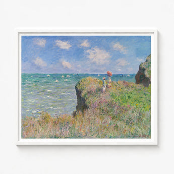 Framed Reproduction Claude Monet’s Impressionistic Seaside Scene White Cliff Walk, Monet Art, Normandy’s Coastline