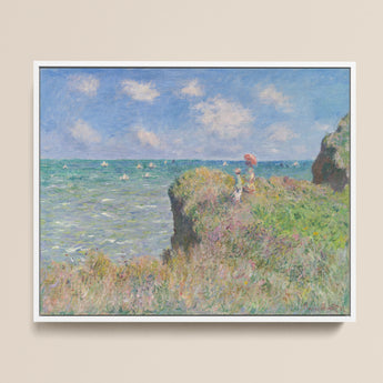 Framed Reproduction Claude Monet’s Impressionistic Painting Coastal Scene Cliff Walk, Monet Art, Normandy’s Coastline