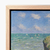 Light Wood-framed Canvas Print Seascape Sailboats Blue Sky Monet’s Cliff Walk, Claude Monet Art, Normandy’s Coastline