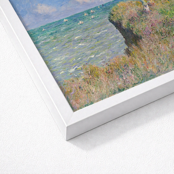 White Framed Print Impressionist Seascape Painting Textured Brushstrokes Monet’s Cliff Walk, Claude Monet Art, Normandy’s Coastline