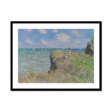 Cliff Walk at Pourville - Claude Monet Normandy Art Print, Framed Impressionist Painting Coastal Cliff Scene Sailboats Water