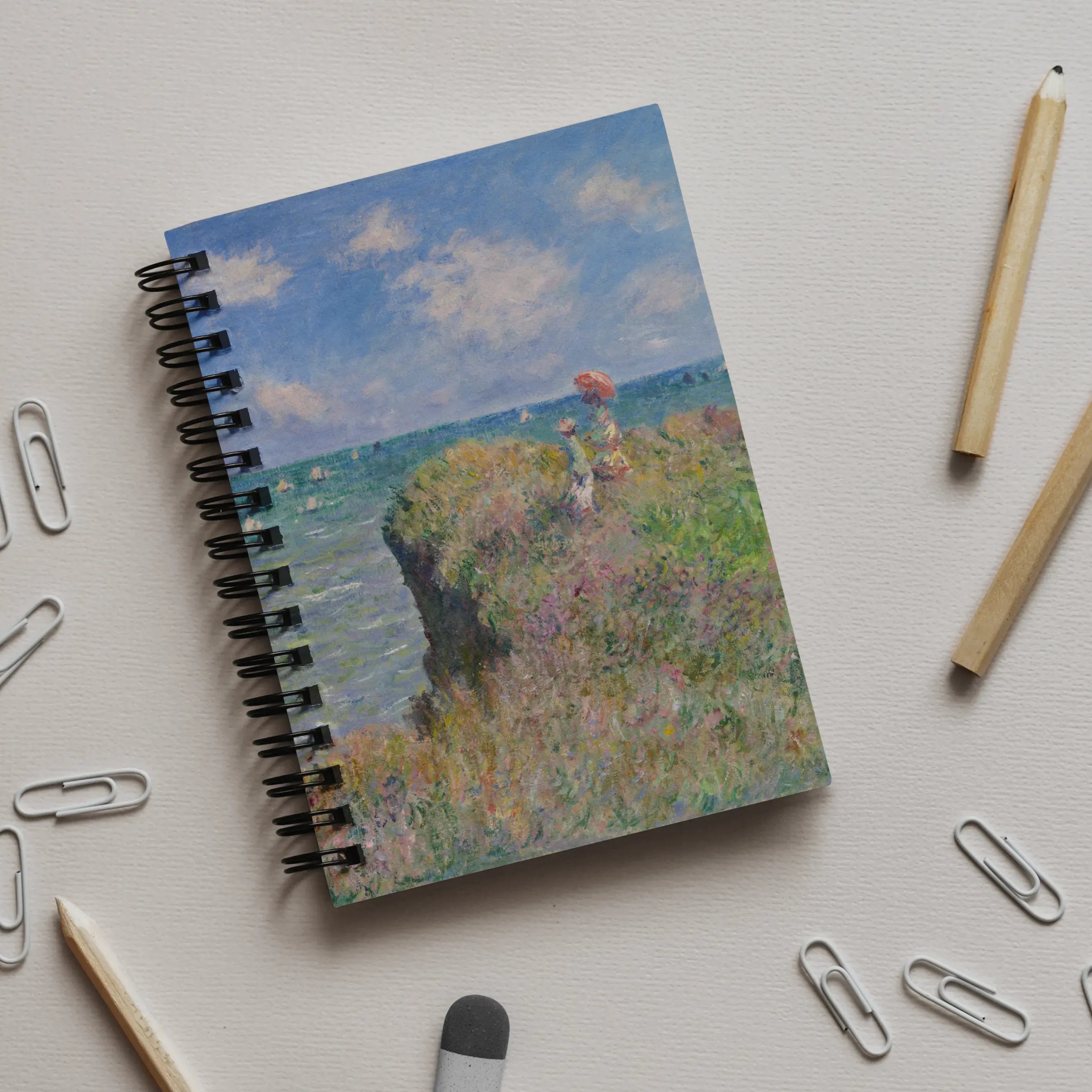 Cliff Walk At Pourville - Claude Monet Notebook - Notebooks & Notepads - Aesthetic Art