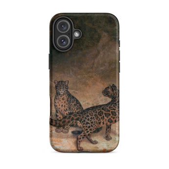 Clouded Leopards - Jacques-laurent Agasse Phone Case Iphone 16 Plus / Matte Phone Case Detailed Illustration Two Snow Leopards Dark Clouded