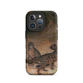 Clouded Leopards - Jacques-laurent Agasse Phone Case Iphone 16 Pro / Matte Rugged Dark-toned Phone Case Detailed Illustration Two Snow