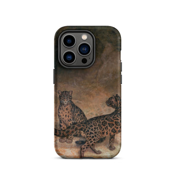 Clouded Leopards - Jacques-laurent Agasse Phone Case Iphone 14 Pro / Matte Rugged Matte-finish Phone Case Detailed Illustration Two Snow