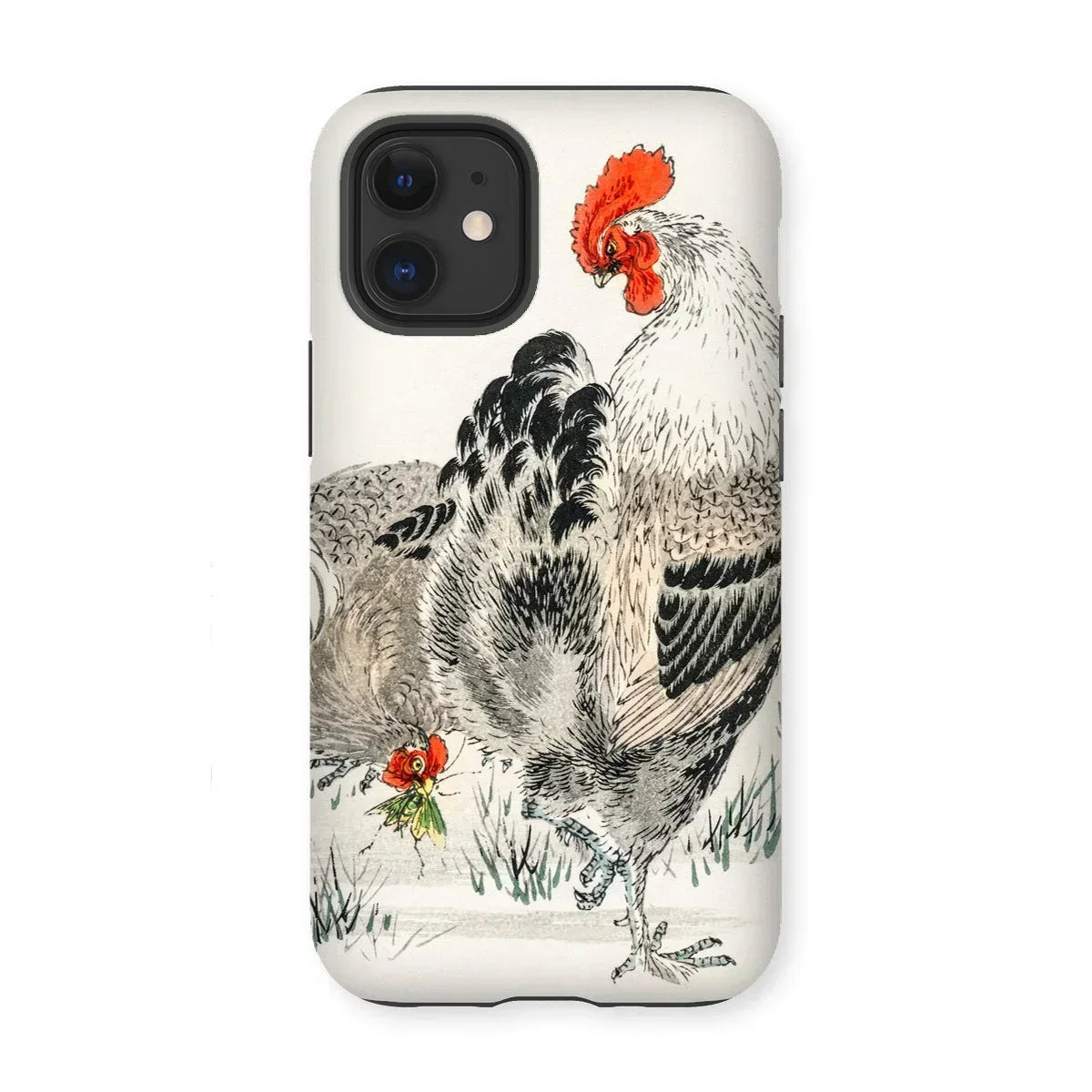 Cockerels - Numata Kashu Rooster Art Iphone Case, 12 Mini / Matte, Artistic Illustration Rooster Phone Case