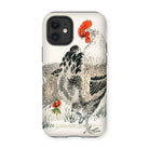 Cockerels - Numata Kashu Rooster Art Iphone Case, 12 Mini / Matte, Artistic Illustration Rooster Phone Case