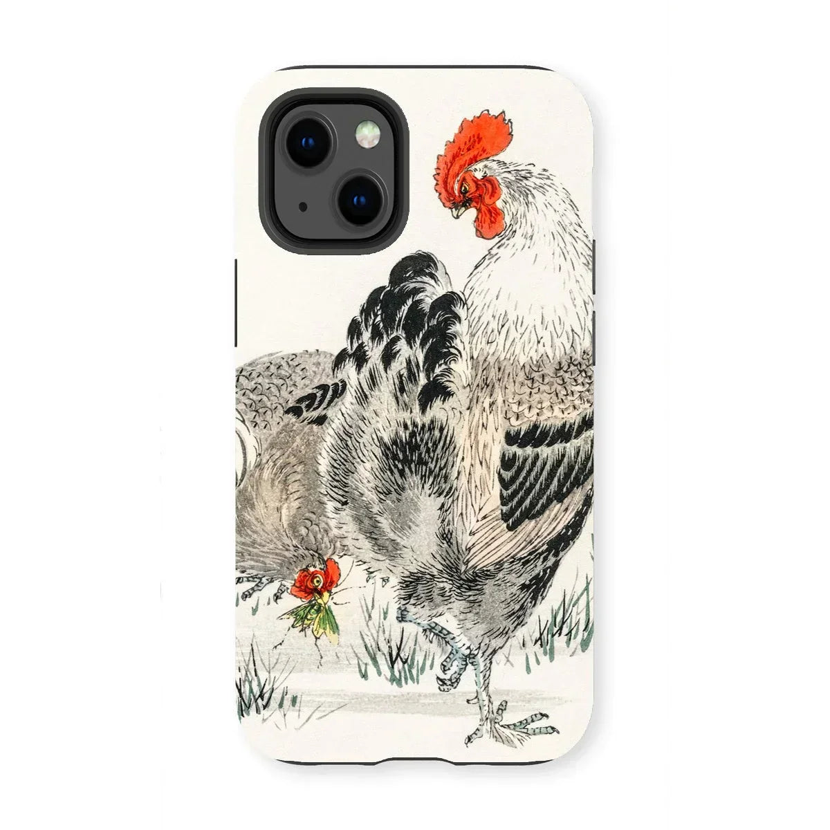 Cockerels - Numata Kashu Rooster Art Iphone Case, 13 Mini / Matte, Phone Case Detailed Illustration Rooster Traditional Asian Art