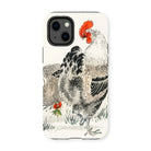Cockerels - Numata Kashu Rooster Art Iphone Case, 13 Mini / Matte, Phone Case Detailed Illustration Rooster Traditional Asian Art