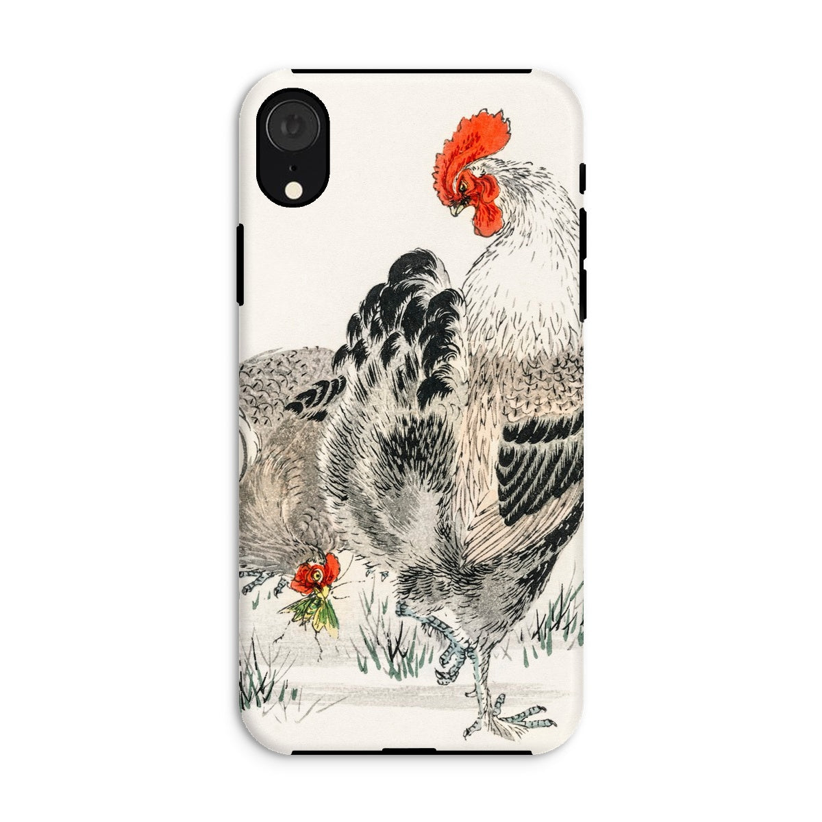 Cockerels Numata Kashu Rooster Art Iphone Case, Xr / Matte, Phone Case Detailed Illustration Rooster Traditional Asian Art