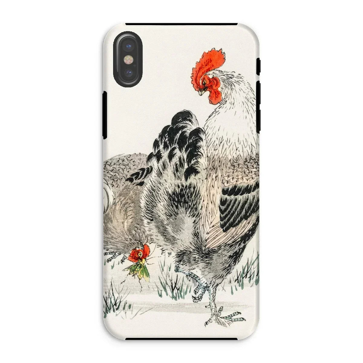 Cockerels - Numata Kashu Rooster Art Iphone Case, Xs / Matte, Phone Case Detailed Illustration Rooster Traditional Asian Art