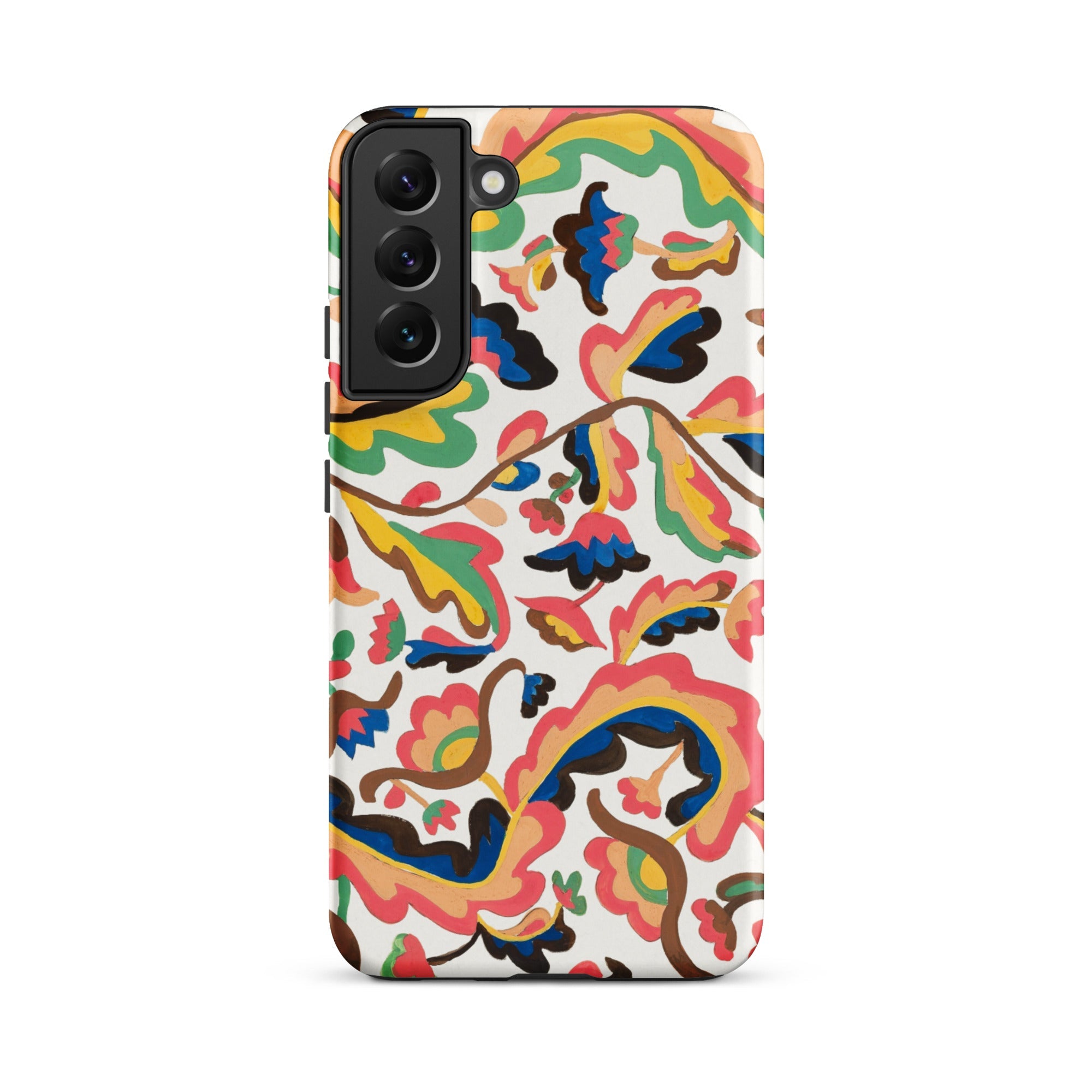 Colcha Etna Wiswall Floral Pattern Samsung Case, Galaxy S22 Plus / Matte, White Smartphone Case Colorful Floral Paisley Pattern