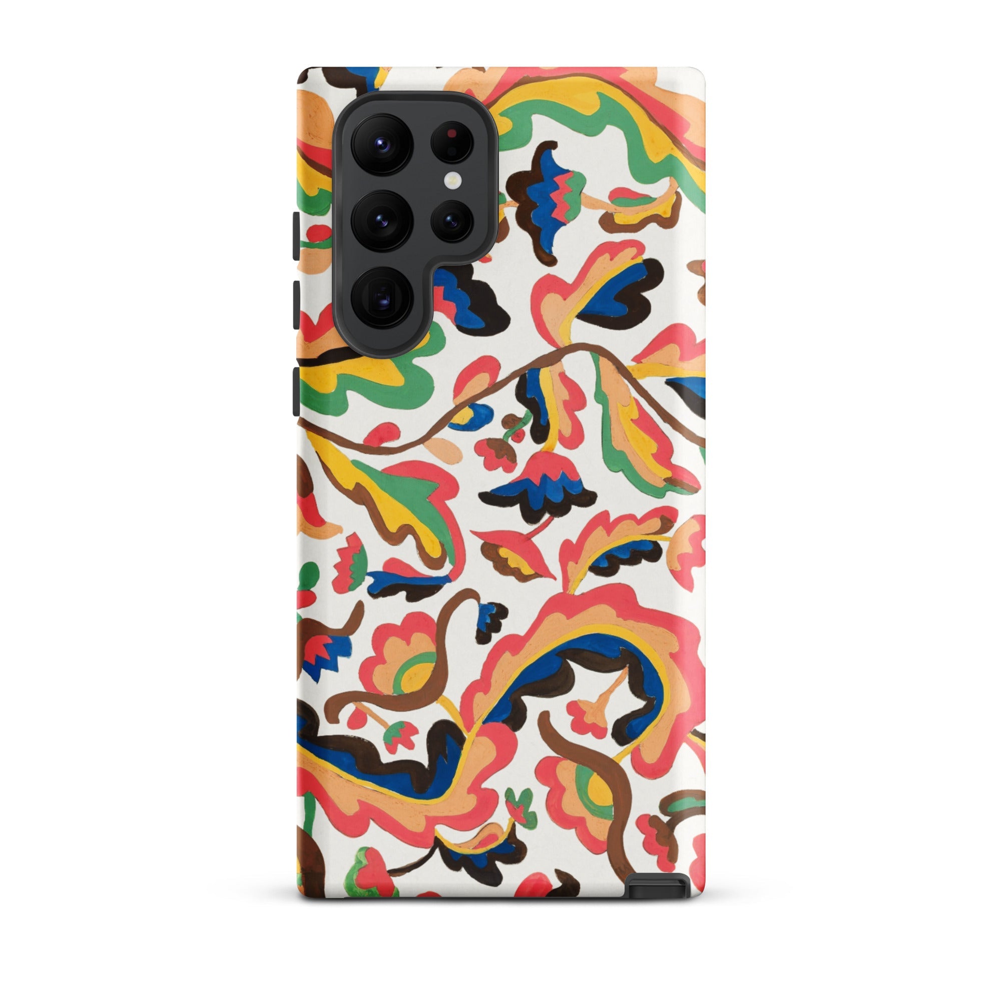 Colcha Etna Wiswall Floral Pattern Samsung Case, Galaxy S22 Ultra / Matte, White Smartphone Case Vibrant Abstract Floral Pattern Red