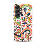 Colcha - Etna Wiswall Floral Pattern Samsung Case, Galaxy S25 Plus / Matte, White Smartphone Case Vibrant Colorful Floral Paisley Pattern