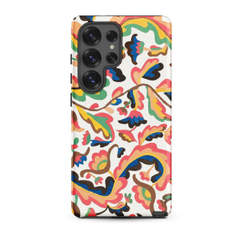 Colcha - Etna Wiswall Floral Pattern Samsung Case, Galaxy S25 Ultra / Matte, White Phone Case Colorful Abstract Floral Pattern