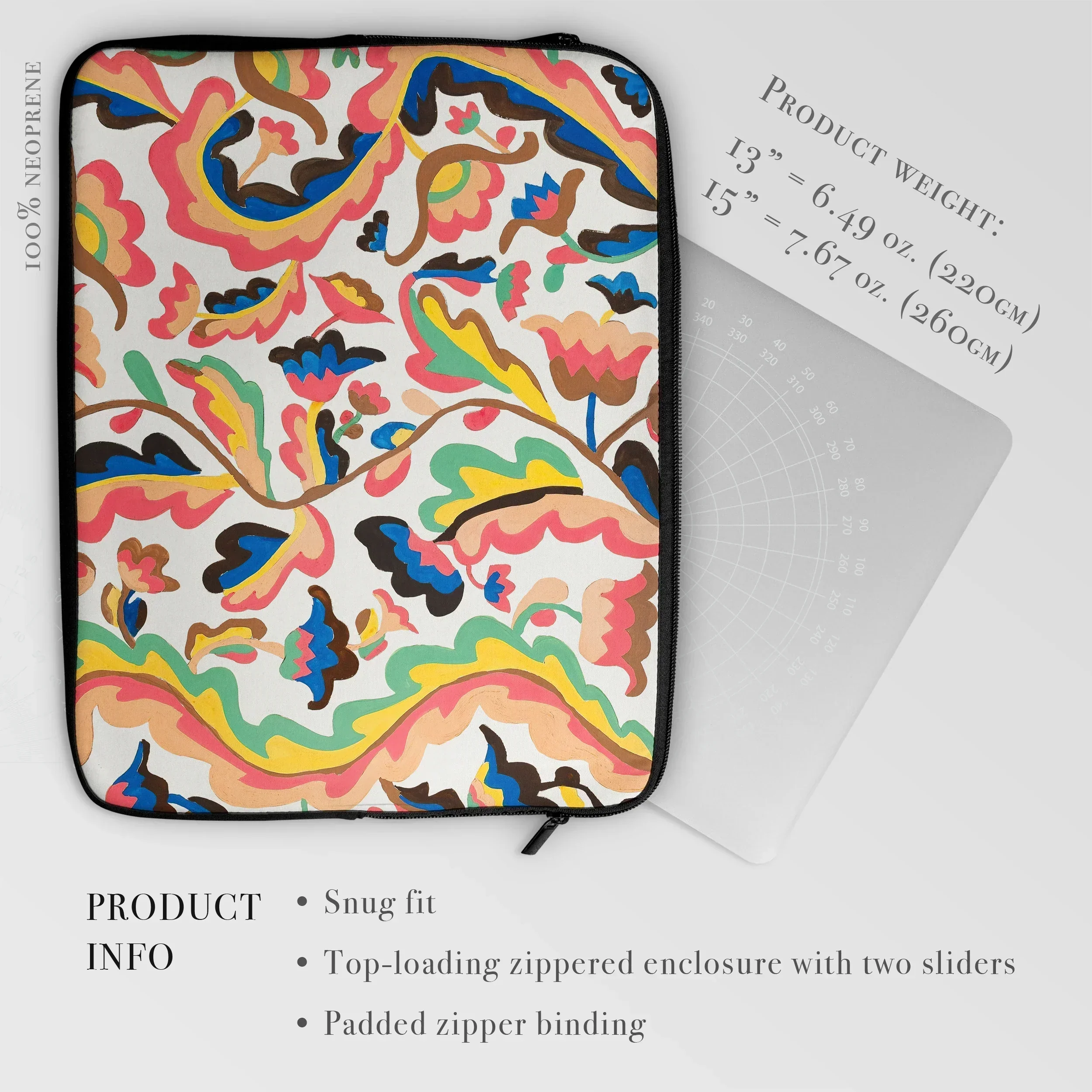 Colcha - Etna Wiswall Pattern Laptop Sleeve, Colorful Abstract Patterned Laptop Sleeve Tablet Case Zipper