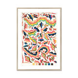 Colcha - Etna Wiswall Rainbow Pattern Art Print, Abstract Watercolor Artwork Organic Shapes Coral Navy Sage