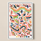Colcha - Etna Wiswall Rainbow Pattern Art Print / Canvas, 12x18’’ / 31x46cm / White Frame, Posters Prints & Visual Artwork, Toby Leon