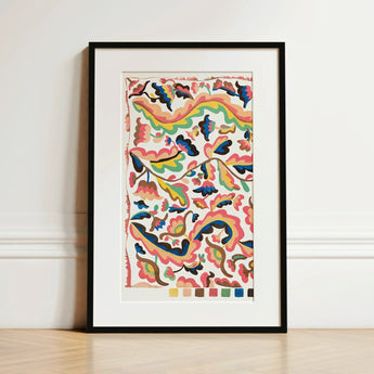 Colcha - Etna Wiswall Rainbow Pattern Art Print / Canvas Vibrant Abstract Floral Artwork Black Frame White Etna Wiswall’s Colcha, Colcha