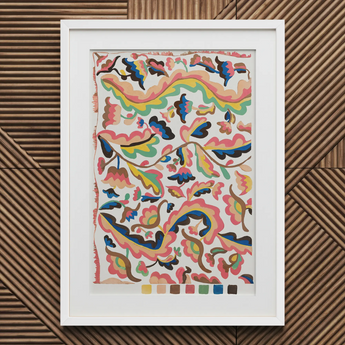 Colcha - Etna Wiswall Rainbow Pattern Art Print / Canvas Vibrant Abstract Painting White Frame Patterns Pink Blue Etna Wiswall’s Colcha,
