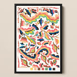 Colcha - Etna Wiswall Rainbow Pattern Art Print / Canvas, Etna Wiswall’s Colcha, Wiswall’s Colcha Fine Art, Bridges Folk Art