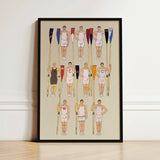Black-framed Poster Illustrated Team Rowers White Dark Athletic College Crews, Male Body, Ten Stands, Edward Penfield Art, Print, Understood
