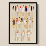 College Crews - Edward Penfield Art Print / Canvas, 12x18’’ / 31x46cm / Black Frame, Posters Prints & Visual Artwork, Toby Leon