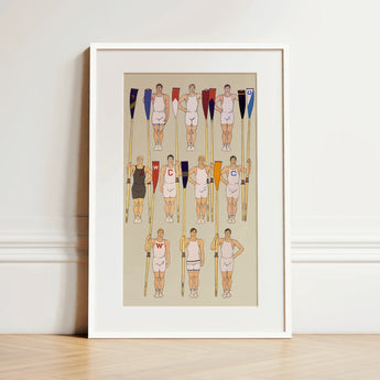 College Crews - Edward Penfield Art Print / Canvas, 12x18’’ / 31x46cm / White Frame / Matboard, Posters Prints & Visual Artwork, Toby Leon