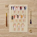 College Crews - Edward Penfield Art Print / Canvas Beige Rectangular Poster Illustrated Team Rowers White Dark-colored, Male Athletic Body,