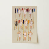 College Crews - Edward Penfield Art Print / Canvas Beige Rectangular Poster Illustrated Team Rowers White Dark College Crews, Male Athletic
