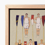 Wood-framed Canvas Print Illustrated Depiction Rowers White Uniforms College Crews, Male Athletic Body, Ten Stands, Edward Penfield Art,
