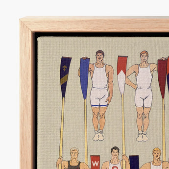 Wood-framed Canvas Print Illustrated Depiction Rowers White Uniforms College Crews, Male Athletic Body, Ten Stands, Edward Penfield Art,