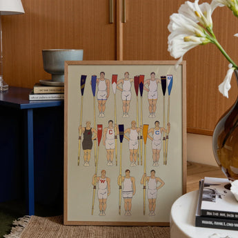 College Crews - Edward Penfield Art Print / Canvas Framed Illustration Team Vintage Athletic Attire Stylized Figures College Crews, Male