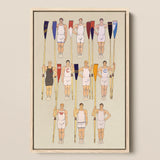 College Crews - Edward Penfield Art Print / Canvas Framed Illustration Print Team White Dark Athletic Gear College Crews, Male Body, Ten